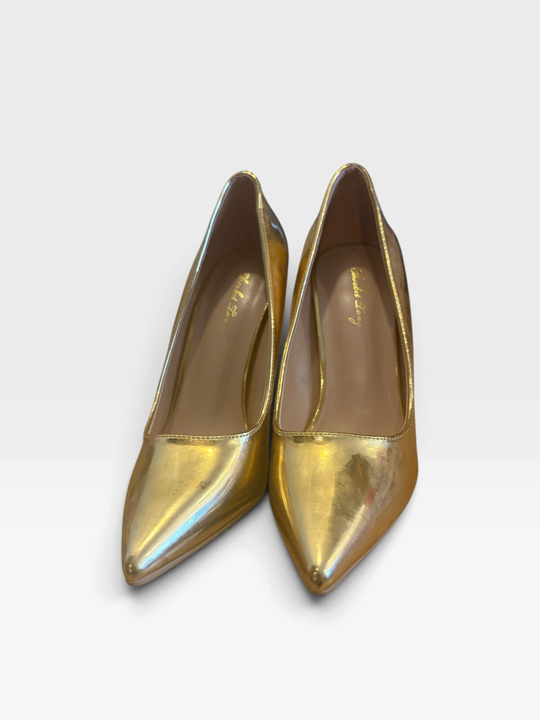 Elisabet Tang Gold Metallic Pointed Toe Stiletto Heels Size 6 Party Shoes
