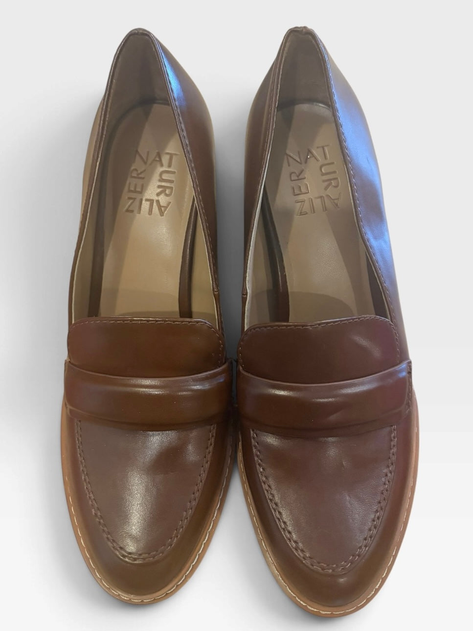 Naturalizer Womens Brown Platform Penny Loafers Chunky Heel Size 6M