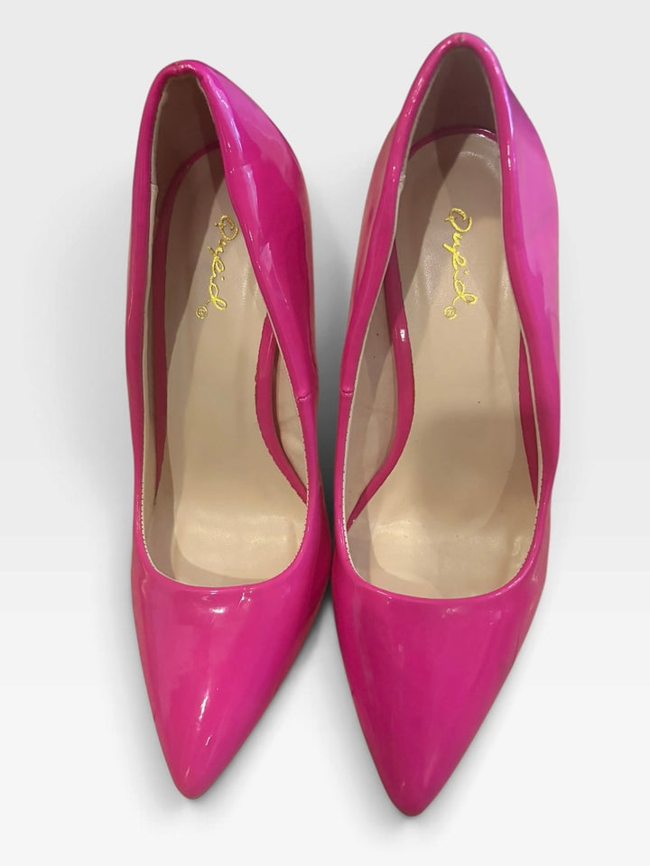 Qupid Hot Pink Patent Pointed Toe Stiletto Pumps Size 6 Barbiecore Y2K Heels