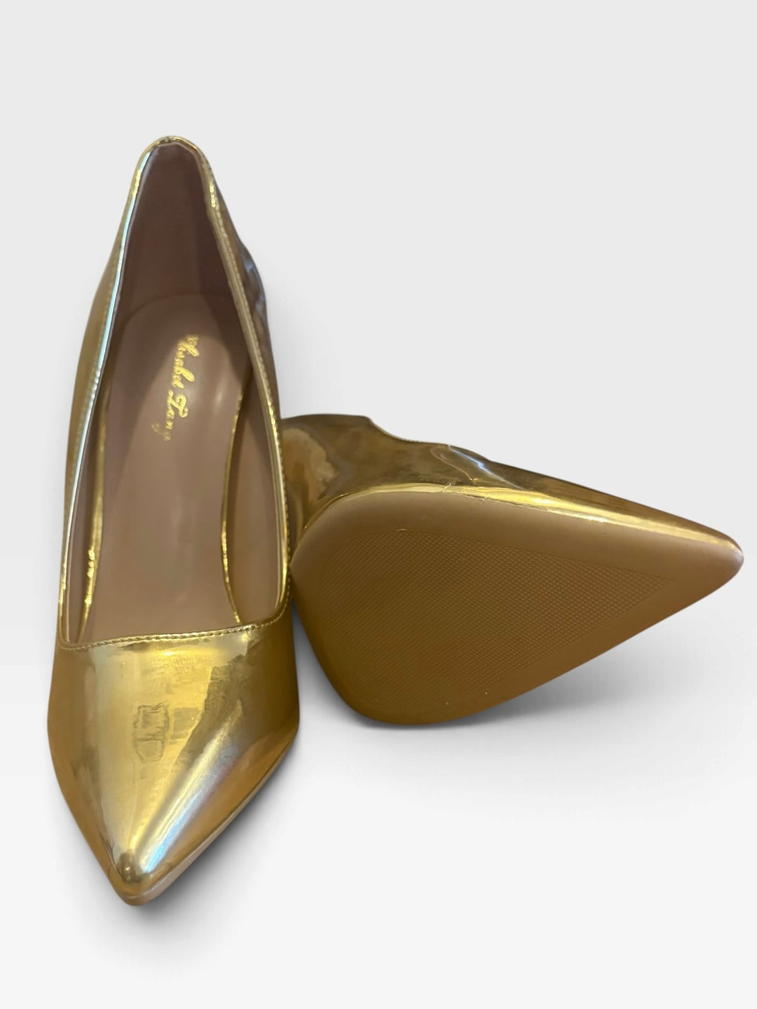 Elisabet Tang Gold Metallic Pointed Toe Stiletto Heels Size 6 Party Shoes