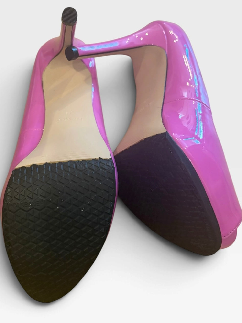 Nine West Hot Pink Patent Peep Toe Platform Stiletto Pumps Size 6M Y2K
