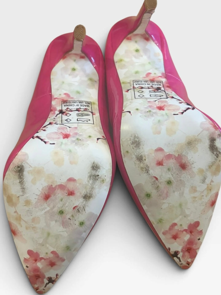 Qupid Hot Pink Patent Pointed Toe Stiletto Pumps Size 6 Barbiecore Y2K Heels