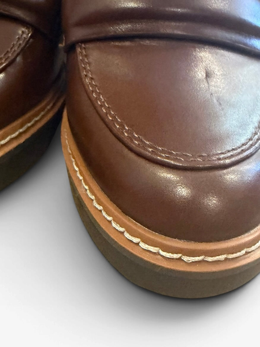 Naturalizer Womens Brown Platform Penny Loafers Chunky Heel Size 6M
