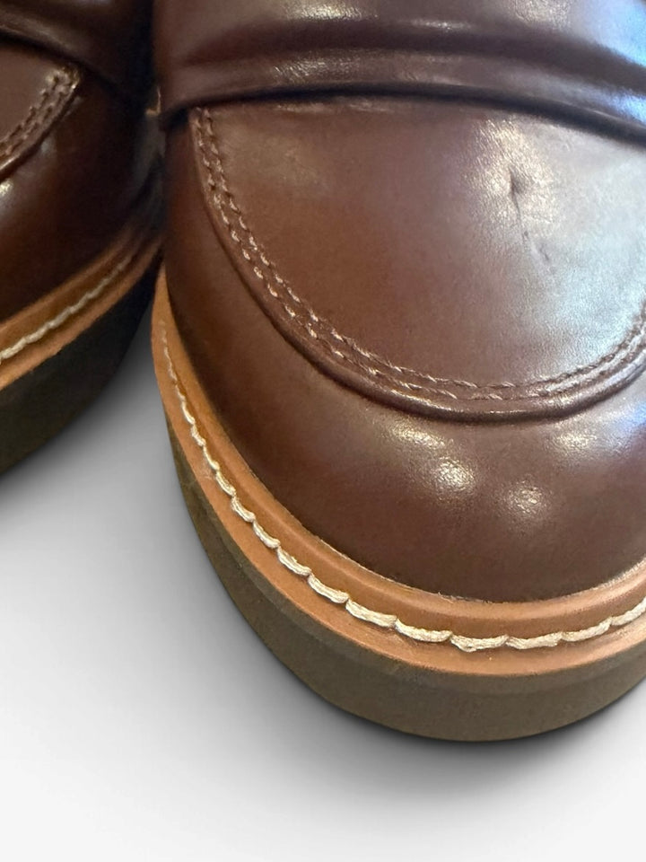 Naturalizer Womens Brown Platform Penny Loafers Chunky Heel Size 6M
