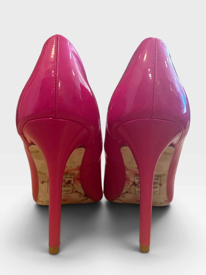 Qupid Hot Pink Patent Pointed Toe Stiletto Pumps Size 6 Barbiecore Y2K Heels