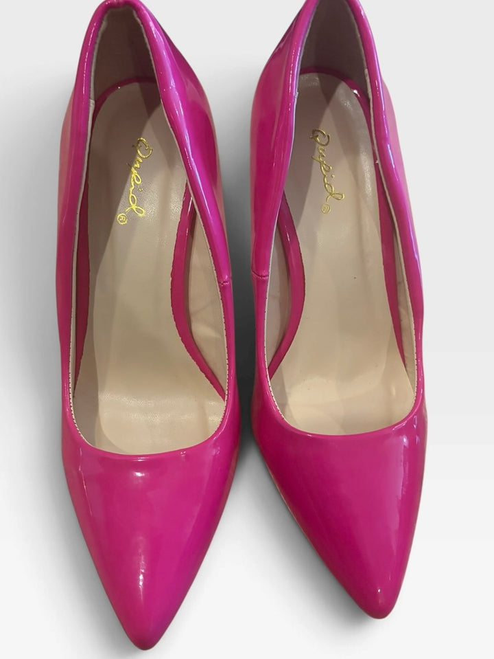 Qupid Hot Pink Patent Pointed Toe Stiletto Pumps Size 6 Barbiecore Y2K Heels