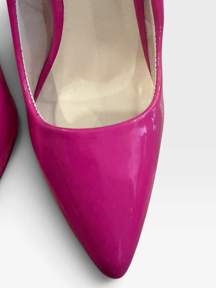 Qupid Hot Pink Patent Pointed Toe Stiletto Pumps Size 6 Barbiecore Y2K Heels
