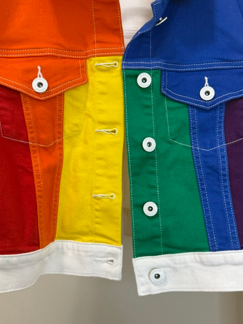 Torrid Always Proud Rainbow Cropped Denim Jacket NWOT Sz1 14/16