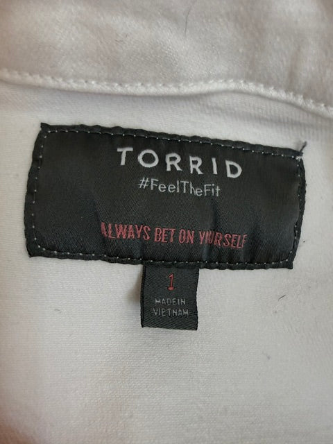 Torrid Always Proud Rainbow Cropped Denim Jacket NWOT Sz1 14/16