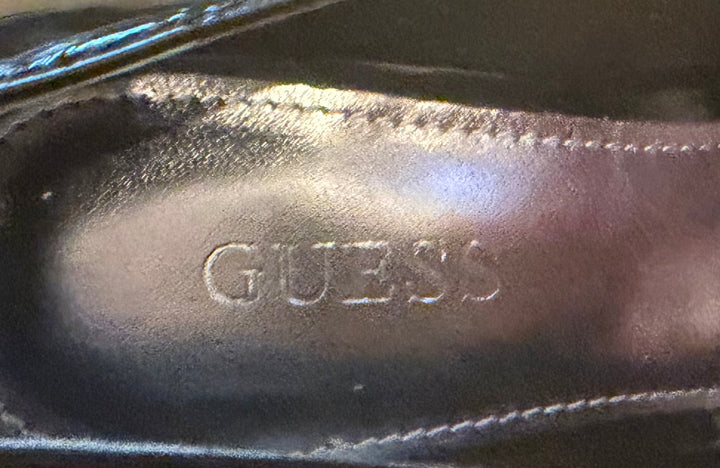 GUESS Black Patent Peep Toe Stiletto Heels 6 Y2K Pinup Rockabilly Pumps