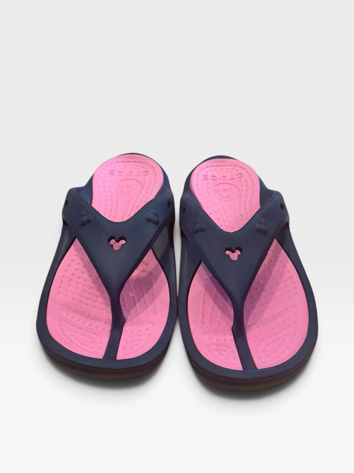 Crocs Navy Pink Chunky Flip Flops W6 Sporty Y2K Beach Pool Sandals NWOT