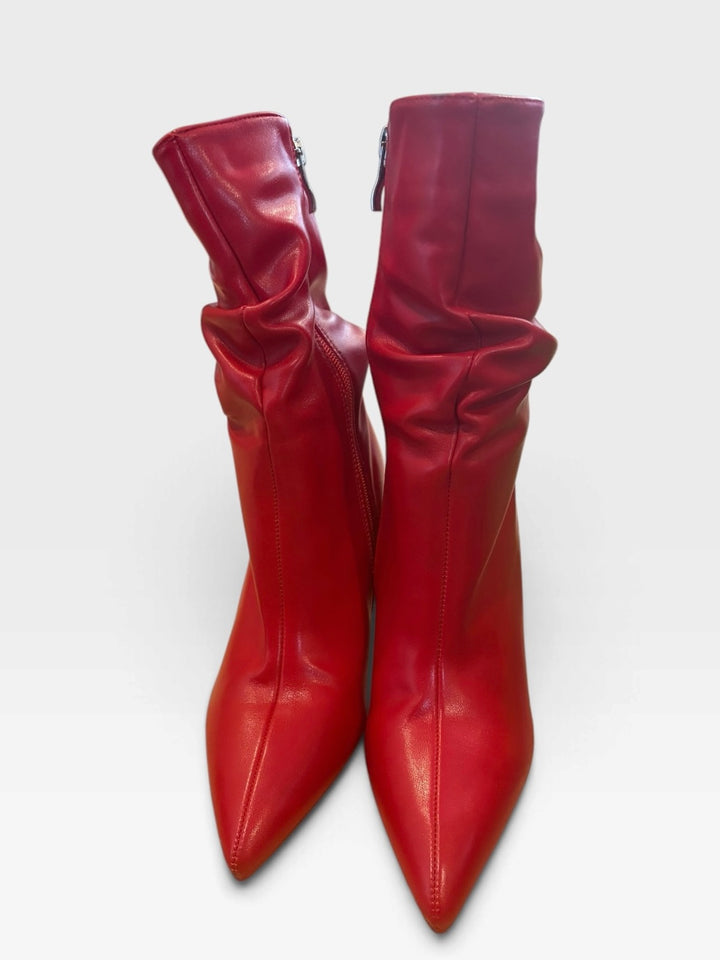 Vivian V Red Slouchy Pointed Toe Stiletto Boots Size 6 Y2K Retro