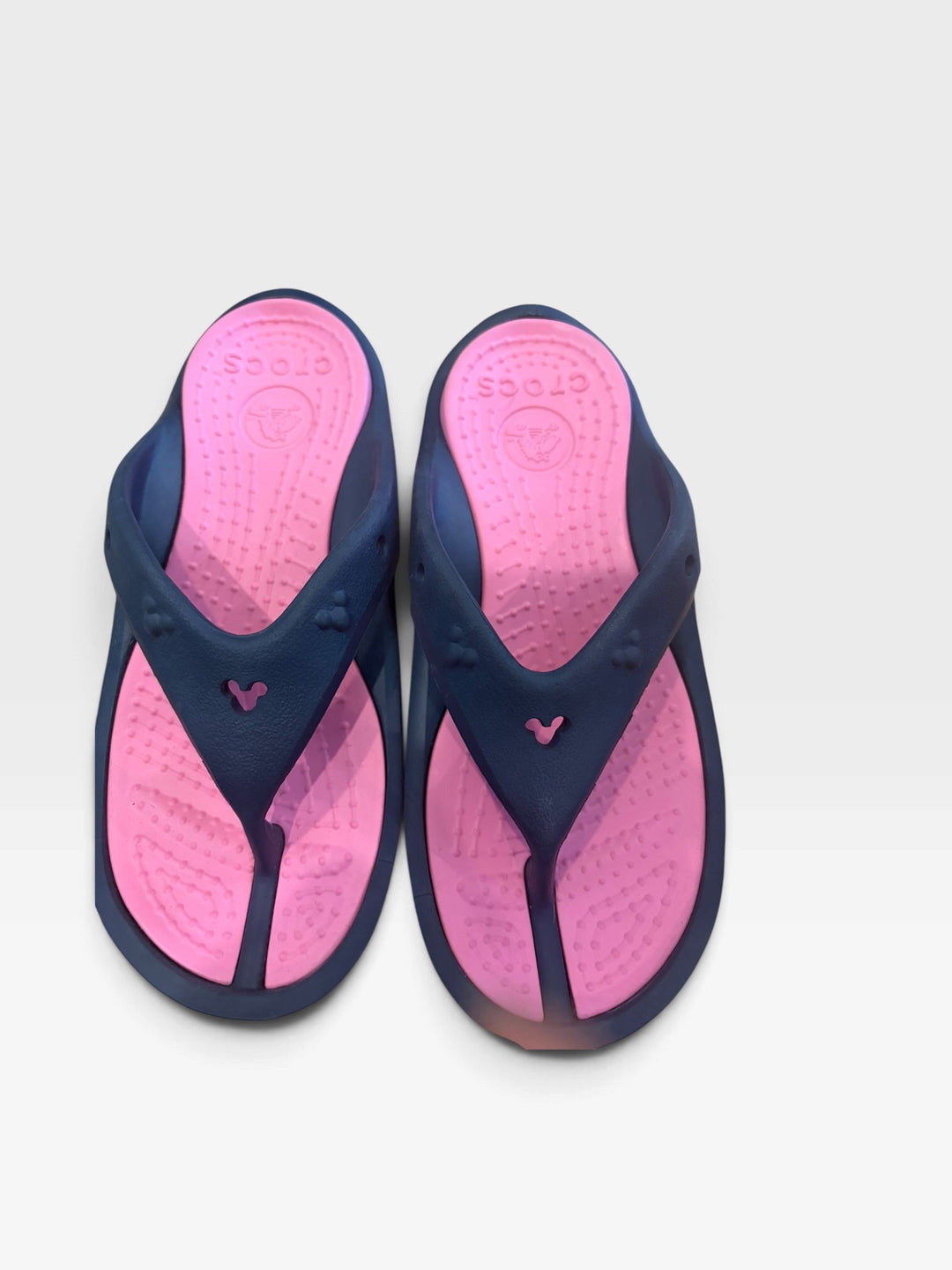 Crocs Navy Pink Chunky Flip Flops W6 Sporty Y2K Beach Pool Sandals NWOT