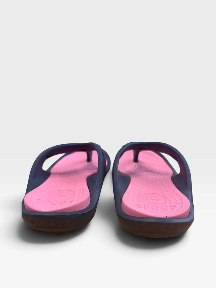 Crocs Navy Pink Chunky Flip Flops W6 Sporty Y2K Beach Pool Sandals NWOT