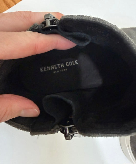 Kenneth Cole Kiera Dark Gray Suede Wedge Booties Sz9.5