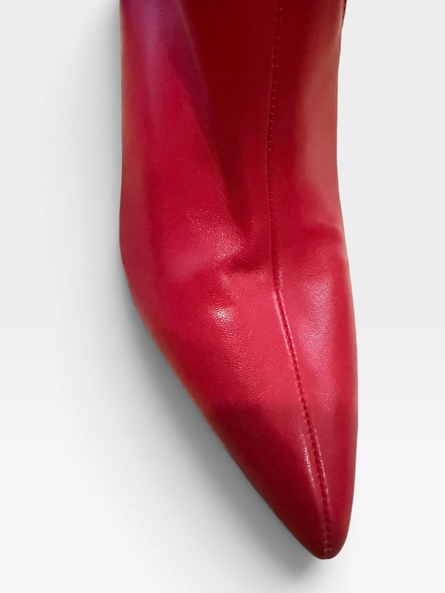 Vivian V Red Slouchy Pointed Toe Stiletto Boots Size 6 Y2K Retro