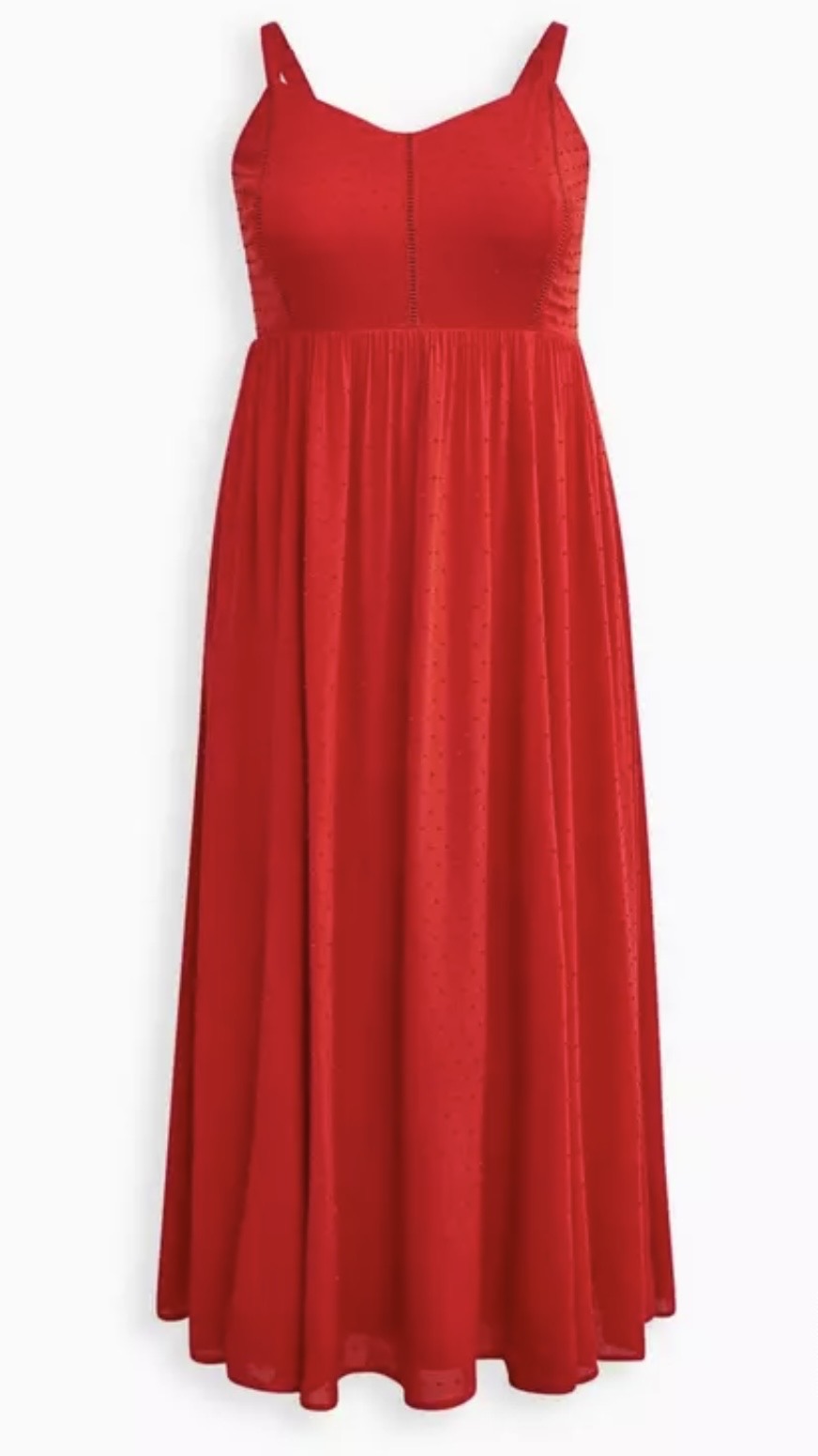 Torrid Ladder Trimmed Red Swiss Dot Maxi Dress Sz1X(14–16) NWT