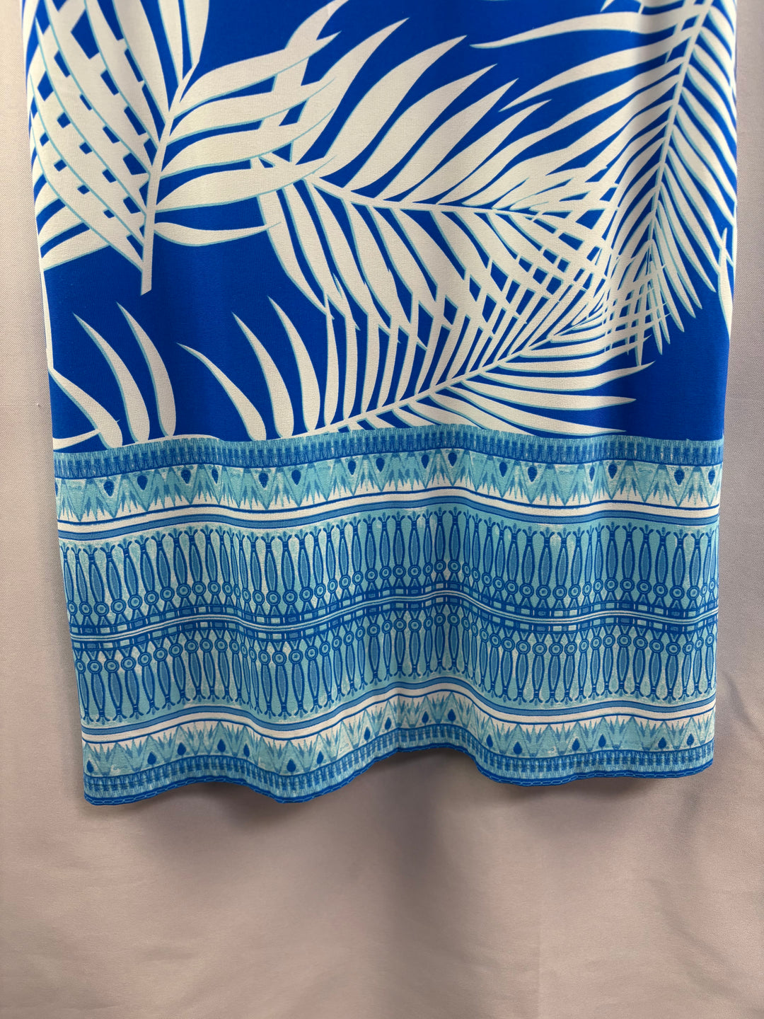 Women’s Studio One Small Blue & White Island Pattern Midid Dress