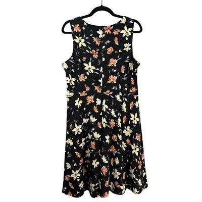 OWIN Women’s Black Floral Tank Dress Size XL – Sleeveless Lace Trim Sundress