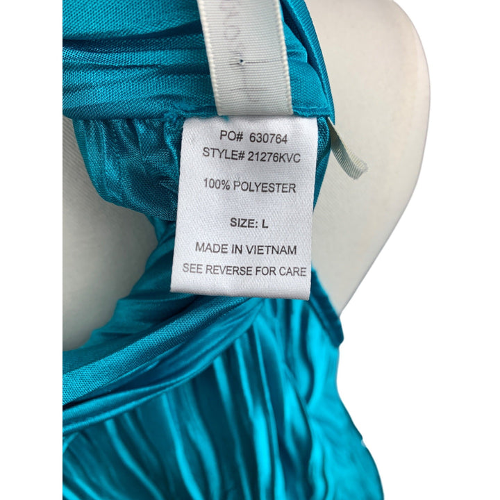 Heart Soul Womens Turquoise Sleeveless Halter Neck Top L Polyester
