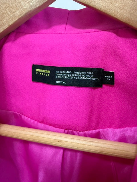 Finesse Hot Pink Feather‑Cuff Suit Set SzXL(14-16)  NWOT
