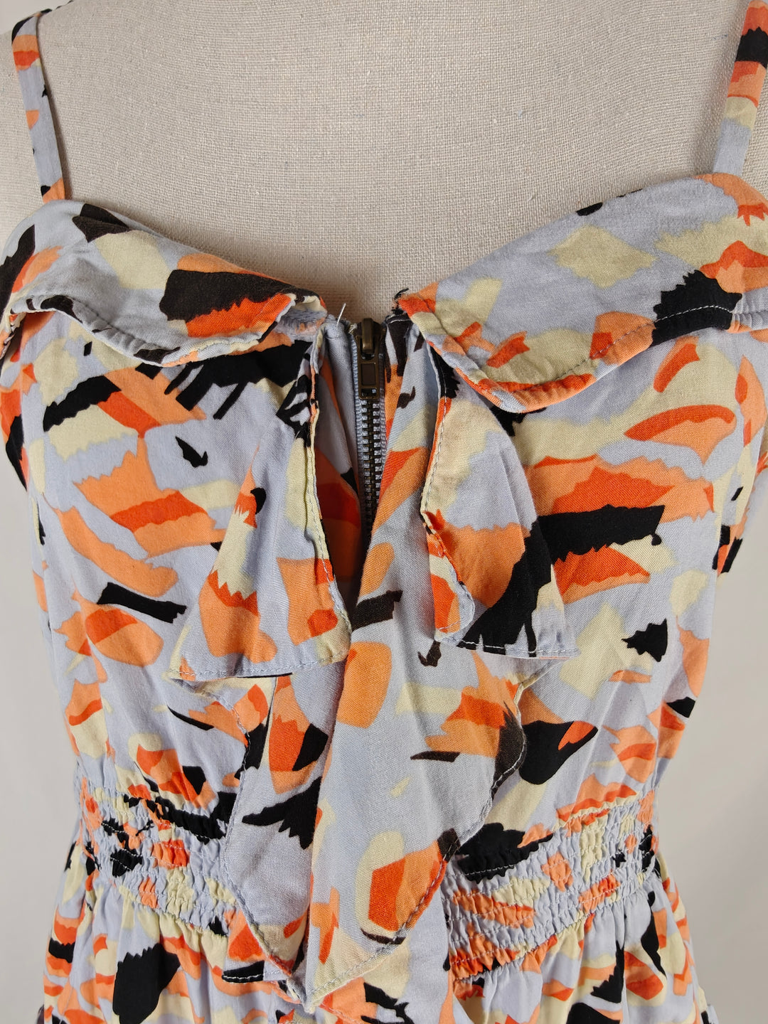 Women’s Le Dress Abstract Print Ruffle Zip Front Mini Dress Multicolor Size Unknown