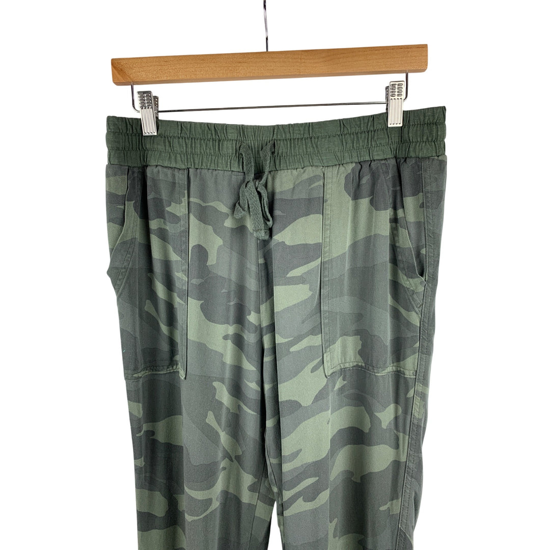 Splendid Camo Print Jogger Pants M Rayon Womens Green Made In Bangladesh