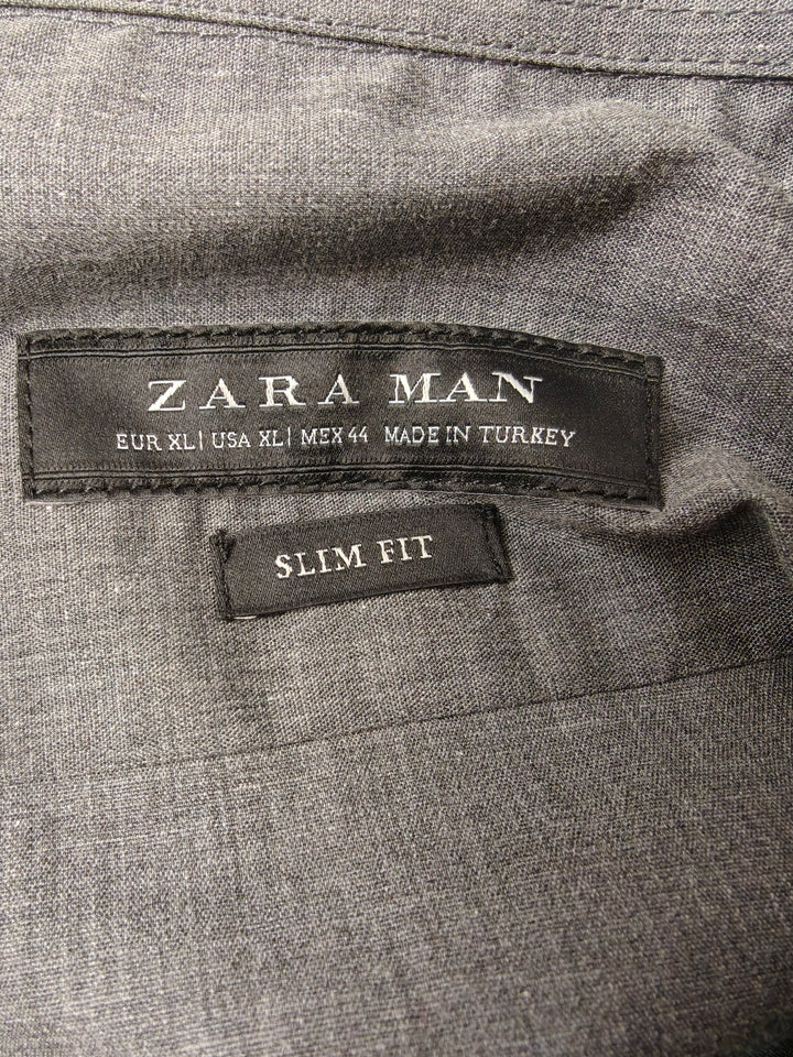 Men’s Zara Man Slim Fit Dress Shirt Gray XL