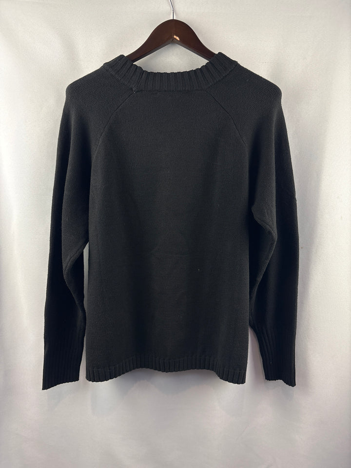 Women’s Eloquii Size 14/16 Black Crewneck Sweater w/ Faux Buttons
