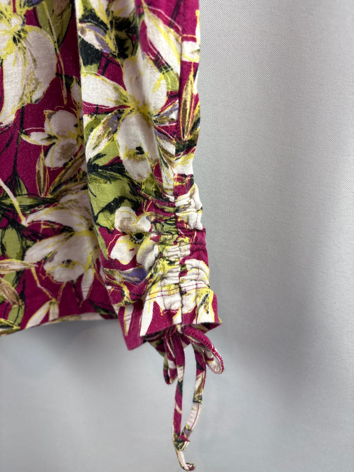 Women’s J.Jill Large Magenta Sleeveless Blouse w/ White Florals