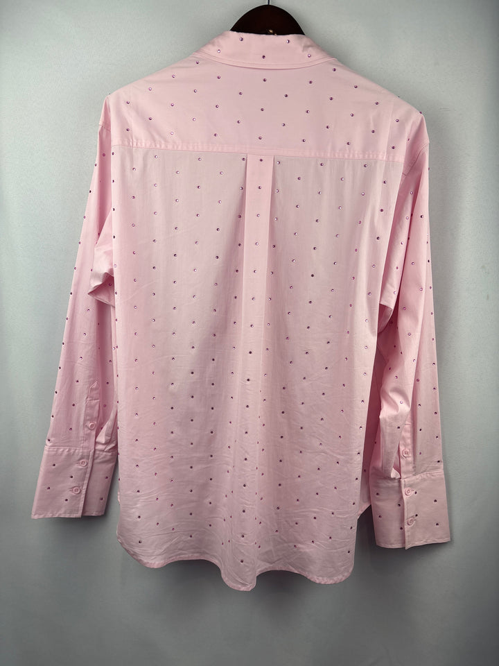 Women’s Good American Size 3/4 Bejeweled Light Pink Button Up