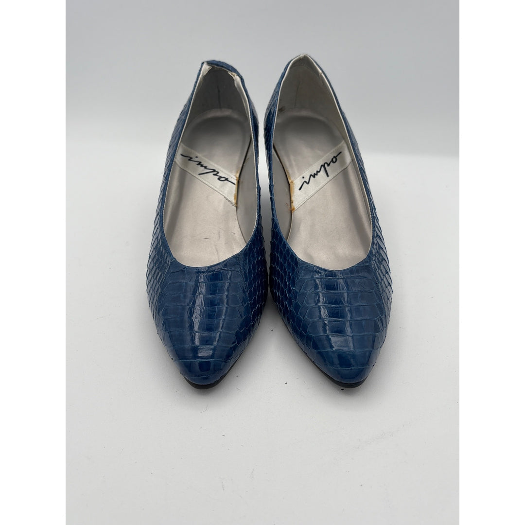 Women’s impo Size 5 1/2 Cerulean Blue Crocodile Kitten Heels