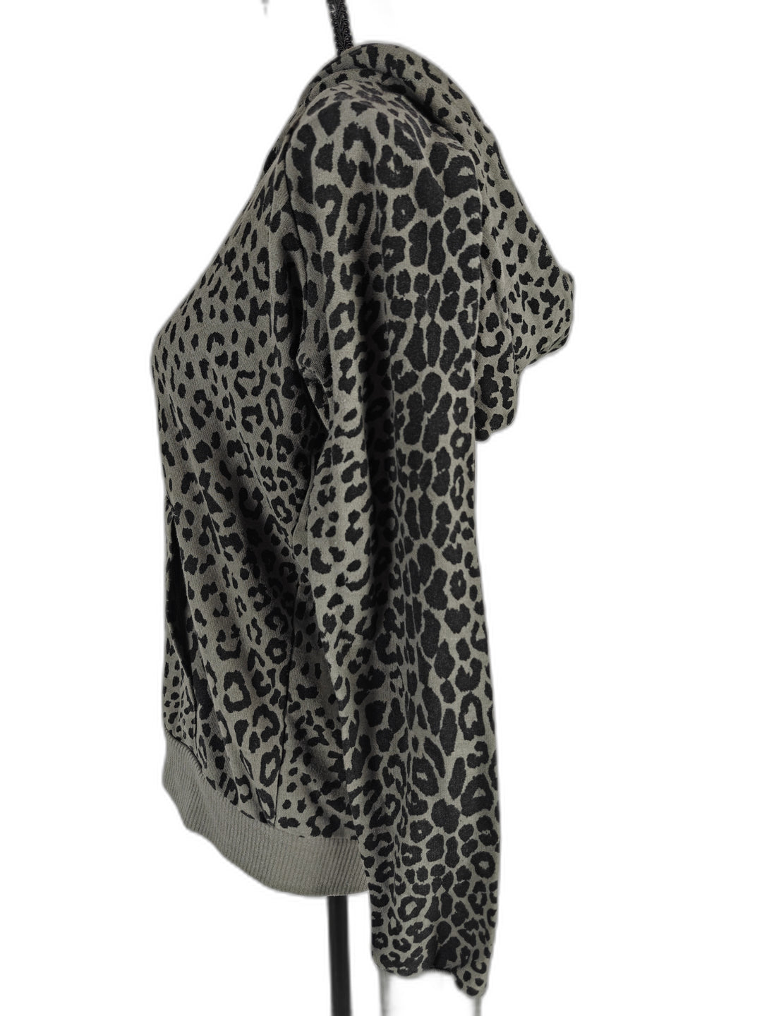 Women Chaser Zip Hoodie Gray Leopard Print Medium