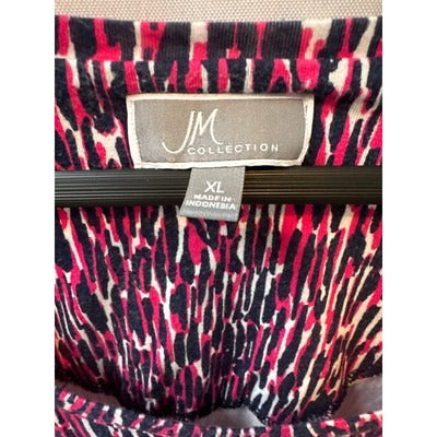 JM Collection Pink and Purple Blouse Sz XL Short Sleeve