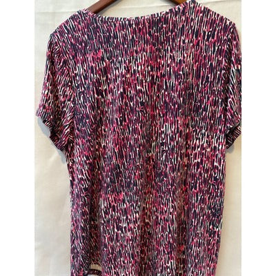 JM Collection Pink and Purple Blouse Sz XL Short Sleeve