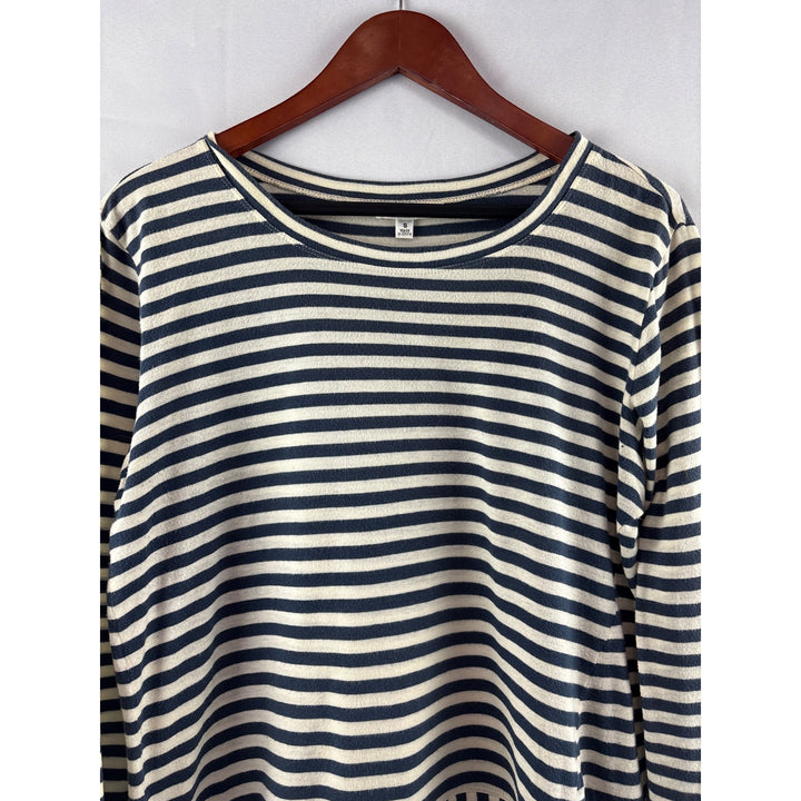 Cabi Womens Striped Long Sleeve Top S Cotton Blend