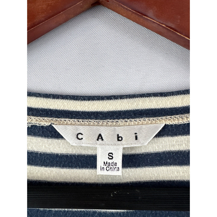 Cabi Womens Striped Long Sleeve Top S Cotton Blend