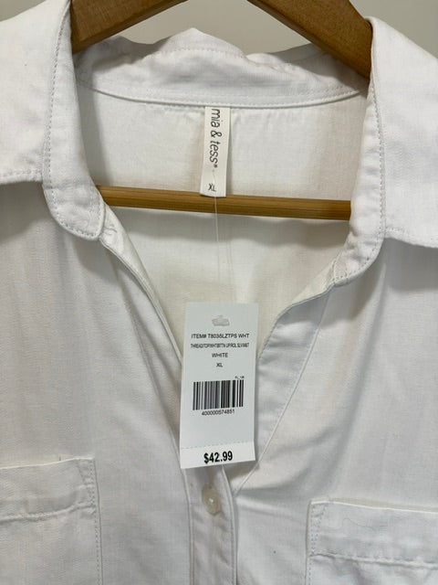 Mia &amp; Tess White Button‑Down Shirt Size XL NWT