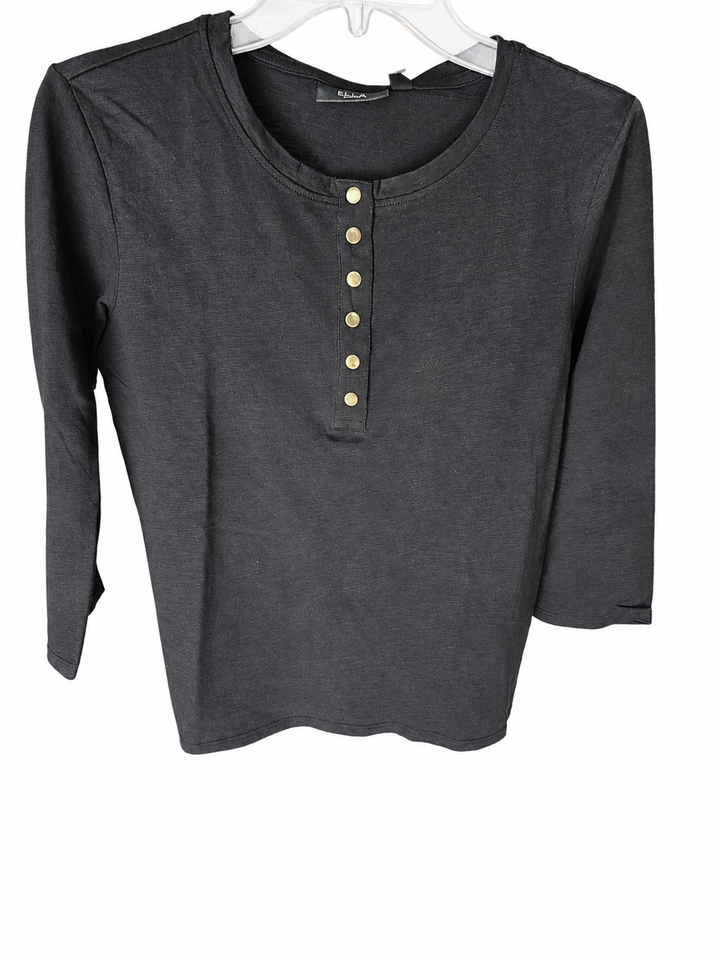 Ella Rafaella Cotton 3/4 Sleeve Henley Top