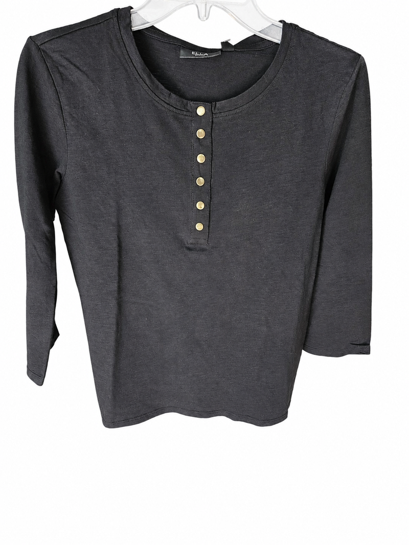 Ella Rafaella Cotton 3/4 Sleeve Henley Top