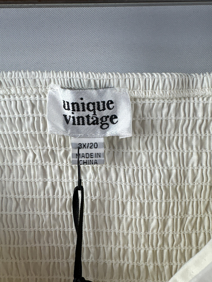 Women’s Unique Vintage 3X Cream Peasant Blouse