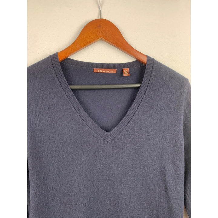 525 America Womens Navy V-Neck Sweater S Rayon/Nylon