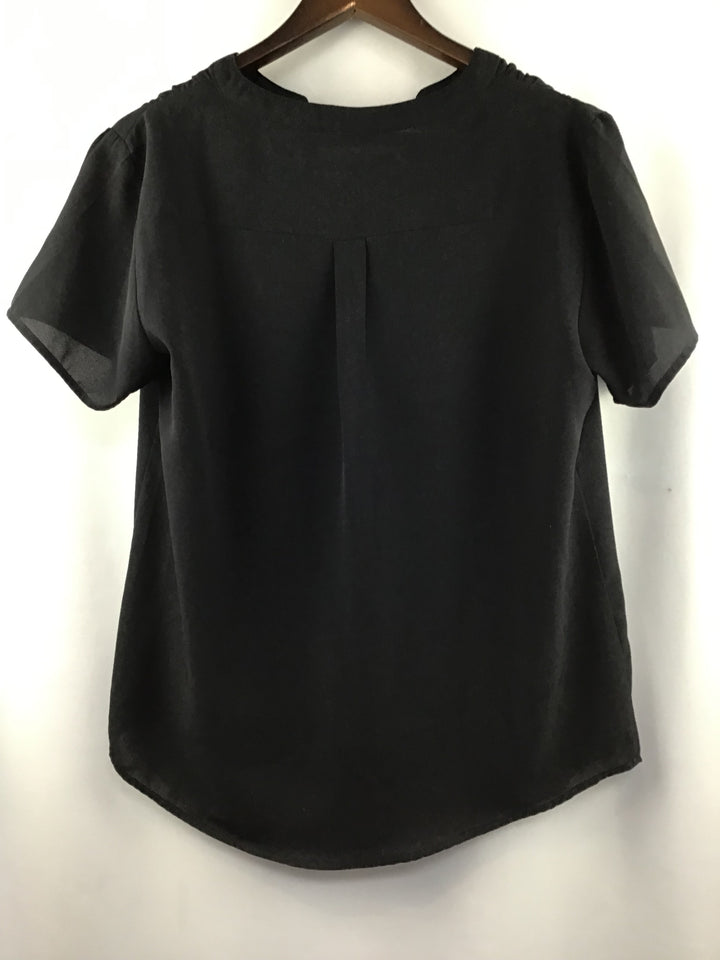 Women’s Sherosa Black Short Sleeved V-Neck Tunic Blouse Size Large