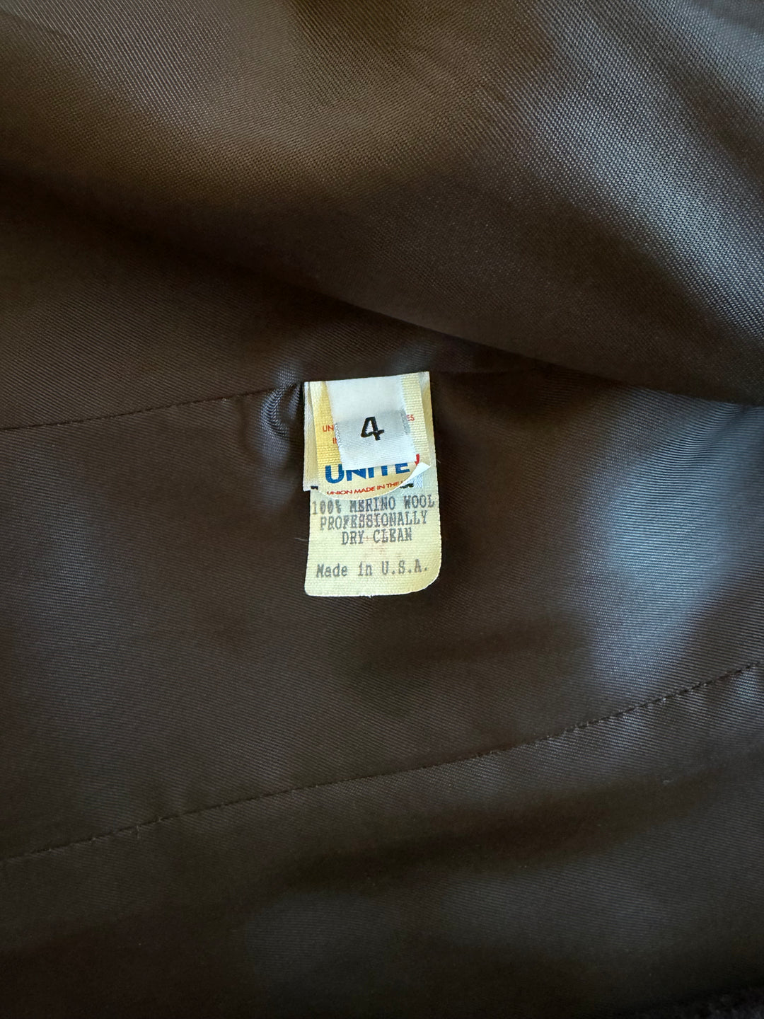 Vintage Calvin Klein 100% Merino Wool Chocolate Brown Double-Breasted Peacoat