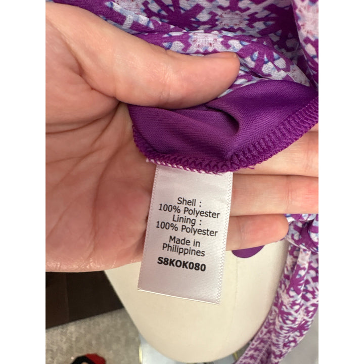 41 Hawthorn Womens Medium Purple & White Geometric Print Top