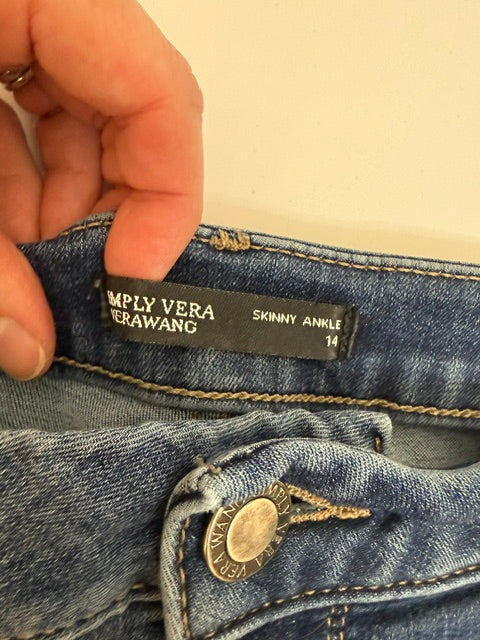 Simply Vera Vera Wang Skinny Ankle Jeans (Medium Blue, Stretch, 26” Inseam) Sz14