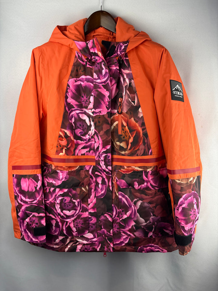 Women’s Hyprar Ulla Popken Size 12/14 Orange Pink Floral Ski Jacket