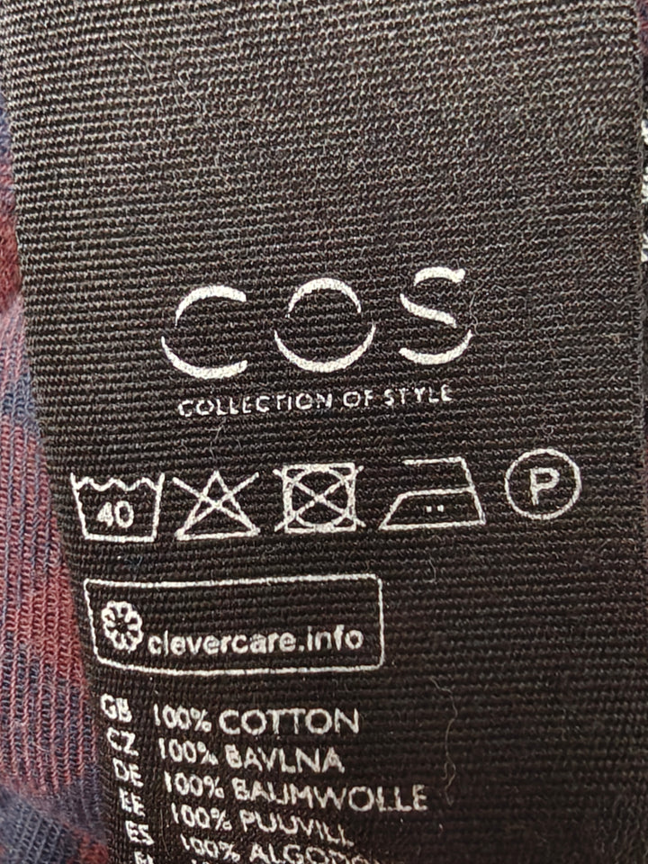 Mens COS Flannel Shirt Red Navy Size M
