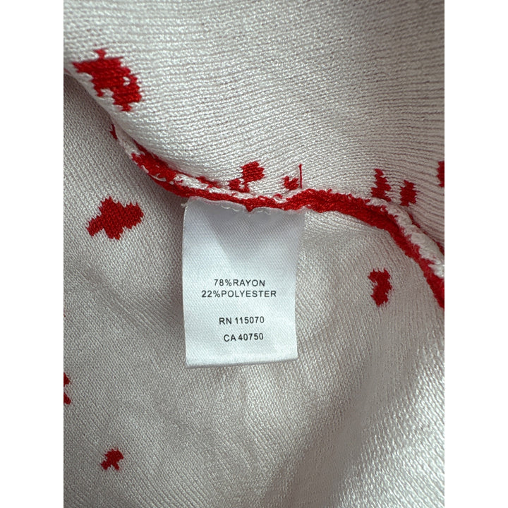Nina Leonard Womens XS Red & White Sleeveless Floral Knit Top