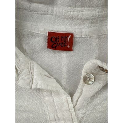 Oh My Gauze! Womens White Button-Up Shirt - L